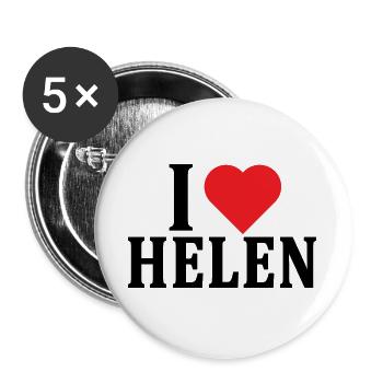T-Shirt Ich liebe Helen T-Shirt Geschenkidee - Buttons groß 56 mm (5er Pack) - Weiß - Vorne