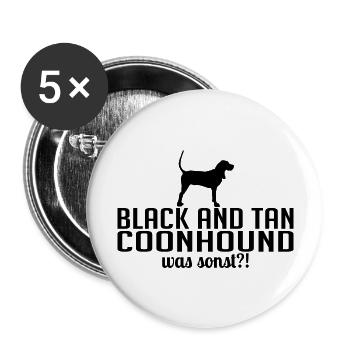 BLACK AND TAN COONHOUND was sonst Hunde Wilsigns - Buttons groß 56 mm (5er Pack) - Weiß - Vorne
