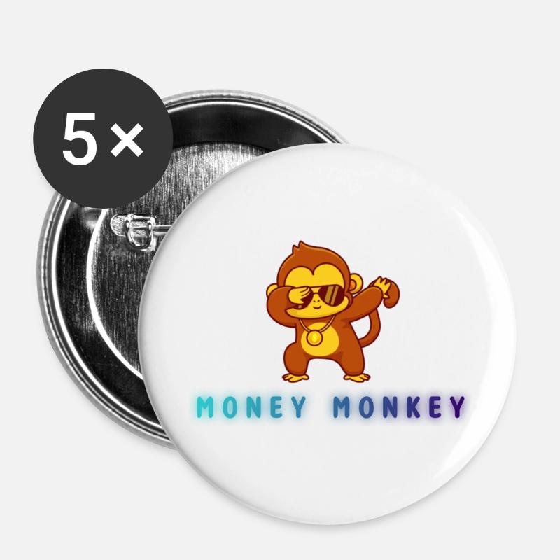 Money Monkey - Buttons large 2.2''/56 mm (5-pack) - white