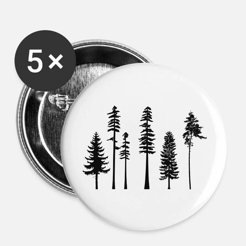 pine tree - Buttons large 2.2''/56 mm (5-pack) - white