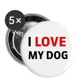 Hund Dog - Buttons groß 56 mm (5er Pack) - Weiß - Vorne