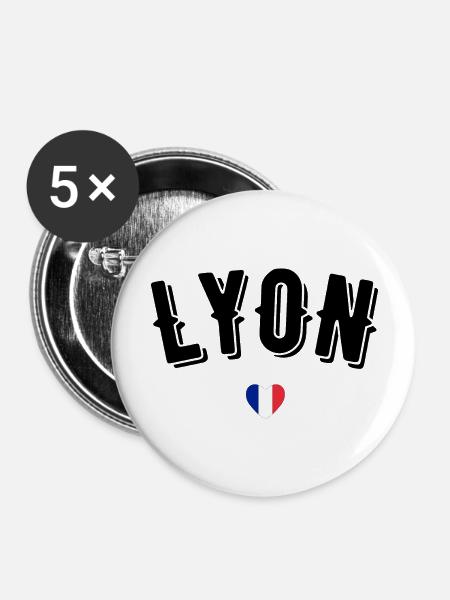 Lyon - Buttons groß 56 mm (5er Pack) - Weiß