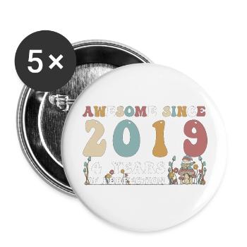 Awesome since 2019 4 Year of Perfection - 4th - Buttons large 2.2''/56 mm (5-pack) - white - Front