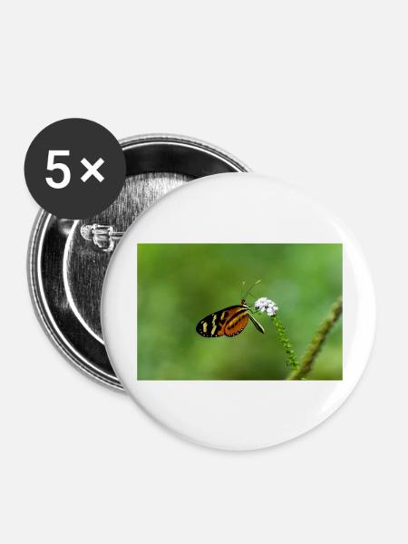 Schmetterling - Buttons groß 56 mm (5er Pack) - Weiß