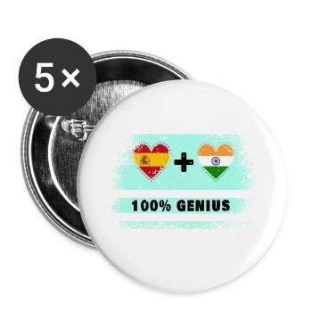 L’Espagne et l’Inde font 100% de génie - Lot de 5 grands badges (56 mm) - blanc - Devant