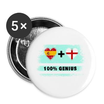 L’Espagne et l’Angleterre drasent 100% génie - Lot de 5 grands badges (56 mm) - blanc - Devant