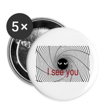 spirale mit Augen - Buttons groß 56 mm (5er Pack) - Weiß - Vorne