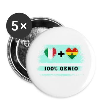 Italy and Bolivia 100% genius flag - Buttons large 2.2''/56 mm (5-pack) - white - Front