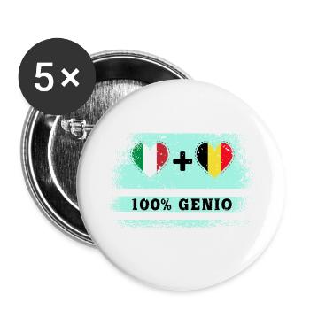 Italy and Belgium 100% genius flag - Buttons large 2.2''/56 mm (5-pack) - white - Front