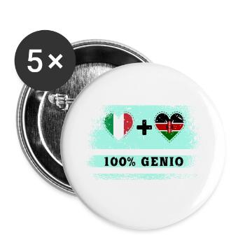 Italie et Kenya 100% drapeau de génie - Lot de 5 grands badges (56 mm) - blanc - Devant