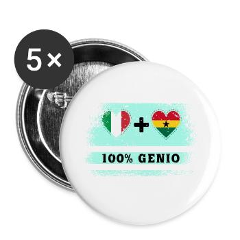Italien und Ghana 100% Ingenieur-Flagge - Buttons groß 56 mm (5er Pack) - Weiß - Vorne