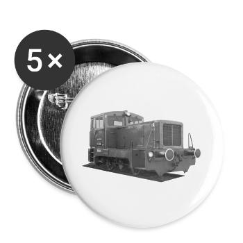 Diesellok V 15 Deutsche Reichsbahn DDR Oldtimer - Buttons groß 56 mm (5er Pack) - Weiß - Vorne