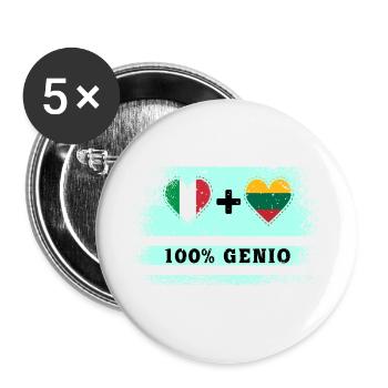 Italy and Lithuania 100% genius flag - Buttons large 2.2''/56 mm (5-pack) - white - Front