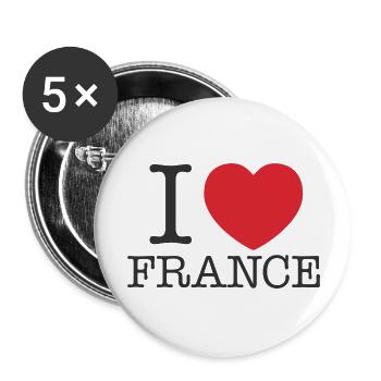 J’aime la France | J’aime français | I Coeur france - Lot de 5 grands badges (56 mm) - blanc - Devant