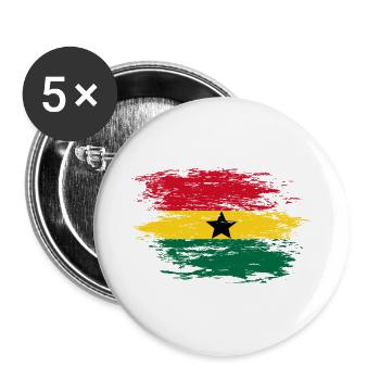 Ghana Landkarte Flagge used - Buttons groß 56 mm (5er Pack) - Weiß - Vorne