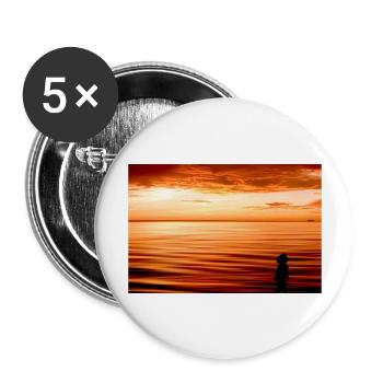 silhouette on the beach at sunset - Buttons large 2.2''/56 mm (5-pack) - white - Front
