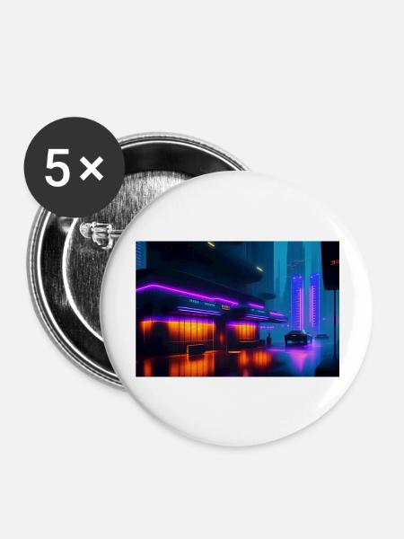 AI-Art Future Picture - Buttons groß 56 mm (5er Pack) - Weiß