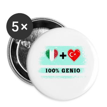 Italy and Turkey 100% genius flag - Buttons large 2.2''/56 mm (5-pack) - white - Front