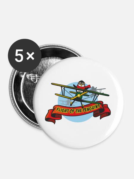Flight Of The Penguins - Buttons groß 56 mm (5er Pack) - Weiß