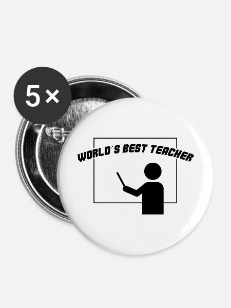 worlds best teacher - Buttons groß 56 mm (5er Pack) - Weiß