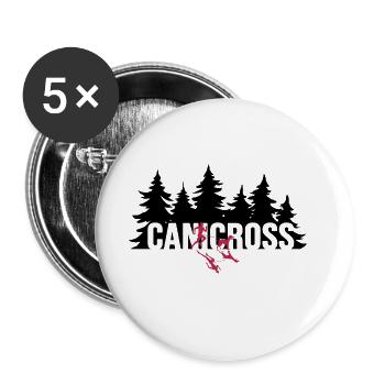 Canicross dogrun "laufen mit Hund" - Buttons groß 56 mm (5er Pack) - Weiß - Vorne