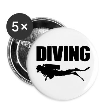 Plongée - Lot de 5 grands badges (56 mm) - blanc - Devant