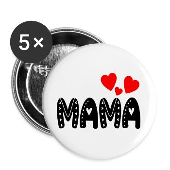 SCHRIFTZUG MAMA - MUTTERTAG GESCHENKIDEEN - Buttons groß 56 mm (5er Pack) - Weiß - Vorne