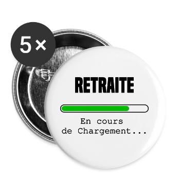 Retraite en cours de chargement - Lot de 5 grands badges (56 mm) - blanc - Devant