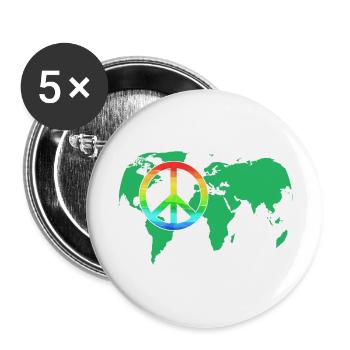 Weltfrieden, Frieden by ahapix - Buttons groß 56 mm (5er Pack) - Weiß - Vorne