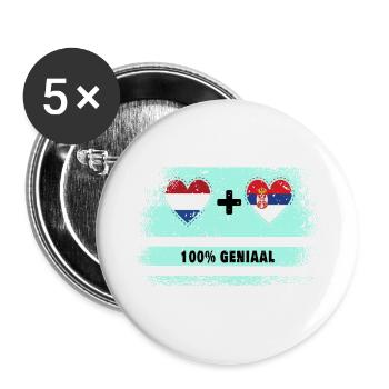 Serbie et Pays-Bas 100% Genius flag - Lot de 5 grands badges (56 mm) - blanc - Devant