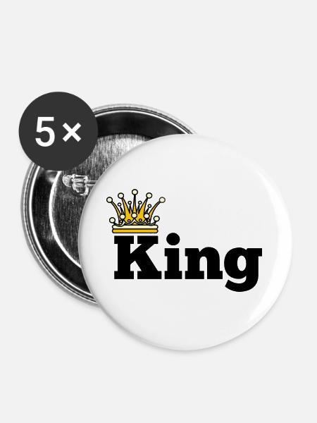 Goldene Krone des Königs - Buttons groß 56 mm (5er Pack) - Weiß