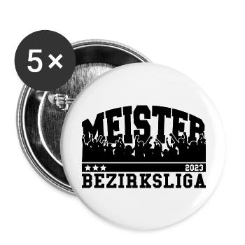 Meister 2023 Bezirksliga Aufstieg Fußball - Buttons groß 56 mm (5er Pack) - Weiß - Vorne