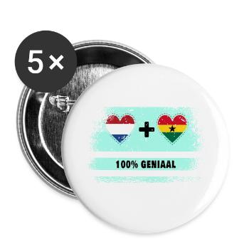 Ghana und die Niederlande 100% Genius Flagge - Buttons groß 56 mm (5er Pack) - Weiß - Vorne
