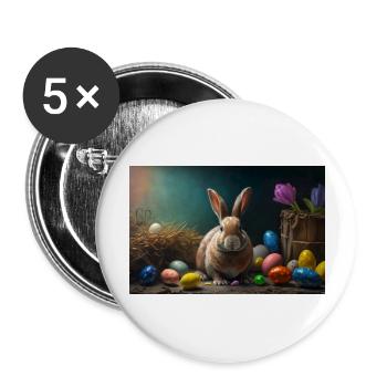 osterhase 1 - Buttons groß 56 mm (5er Pack) - Weiß - Vorne