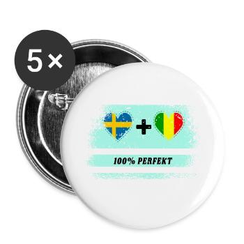 Mali et Suède 100% Parfait / Cadeau - Lot de 5 grands badges (56 mm) - blanc - Devant