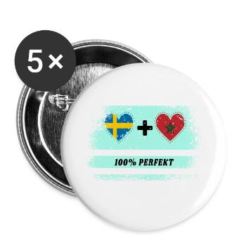 Marokko und Schweden 100% perfekt / Geschenk - Buttons groß 56 mm (5er Pack) - Weiß - Vorne