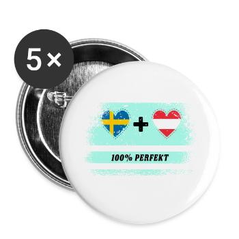Autriche & Suède 100% parfait / cadeau - Lot de 5 grands badges (56 mm) - blanc - Devant