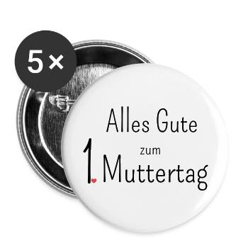 1. Muttertag - Buttons groß 56 mm (5er Pack) - Weiß - Vorne