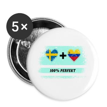 Venezuela et Suède 100% parfait / cadeau - Lot de 5 grands badges (56 mm) - blanc - Devant