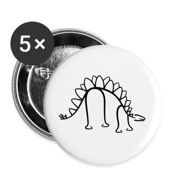 Dinosaur Stegosaurus Dino Line Art - Buttons large 2.2''/56 mm (5-pack) - white - Front