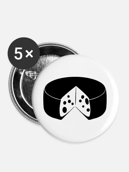 Käse mit Ausschnitt - Buttons groß 56 mm (5er Pack) - Weiß