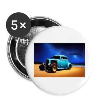 Hot Rod la nuit - Lot de 5 grands badges (56 mm) - blanc - Devant
