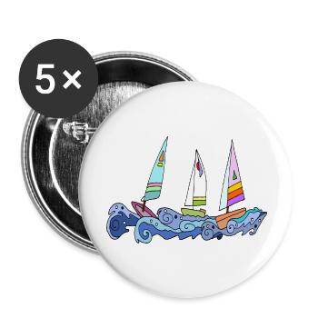 Segelboot - Buttons groß 56 mm (5er Pack) - Weiß - Vorne