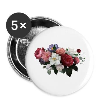 Aquarell Blumen - Buttons groß 56 mm (5er Pack) - Weiß - Vorne