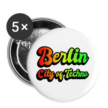 Berlin Stadt des Technos Regenbogen - Buttons groß 56 mm (5er Pack) - Weiß - Vorne