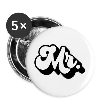 Mr. Matching Couple Engagement Wedding Honeymoon - Buttons large 2.2''/56 mm (5-pack) - white - Front