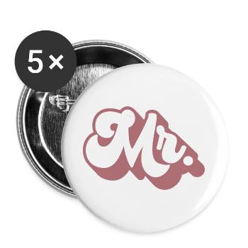 Mr. Matching Couple Engagement Wedding Honeymoon - Buttons large 2.2''/56 mm (5-pack) - white - Front