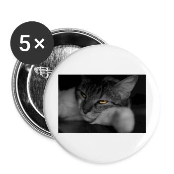 The cat with the terrible look - Buttons large 2.2''/56 mm (5-pack) - white - Front