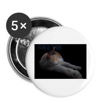 Die weiße Katze mit den grünen Augen - Buttons groß 56 mm (5er Pack) - Weiß - Vorne
