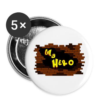 MY HERO graffiti - Buttons large 2.2''/56 mm (5-pack) - white - Front
